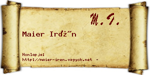 Maier Irén névjegykártya